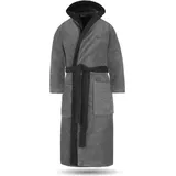 Normani Unisex Baumwoll Bademantel mit Kapuze Izmit in Grau/Schwarz | Gr.: 3XL