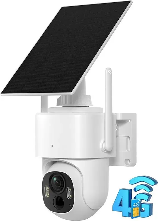 WOOX Smarte 4G-Außenkamera mit Solarpanel-Kit, 2K QHD, 3MP erstklassige HD-Qualität, farbiges Nachtsicht, 24/7 Dauerüberwachung, integrierter Strahler und Sirene, akustischer und Lichtalarm, doppelter Stromversorgungsmodus (Solarpanel + Akku), Zwei-Wege-Audio mit eingebautem Mikrofon und Lautsprecher, 80-dB-Alarm