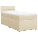 vidaXL Boxspringbett mit Matratze Creme 100x200 cm Stoff