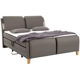 Home Affaire Boxspringbett HOME AFFAIRE "Messina2", grau (elephant), B:186cm L:240cm, Holzwerkstoff, Kunstleder, Massivholz, Komplettbetten, Boxspringbett, Liegekomfort elektrisch Verstellbar