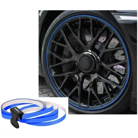 FoliaTec PIN Striping Felgen Design Auto Zierstreifen Felgenrandaufkleber für 4 Felgen, GT Blue