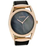 Oozoo Quarz-Uhr Damen rosegold Timepieces 42mm Lederarmband schwarz D2UOC9169 - Schwarz