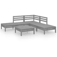 vidaXL 6-tlg Garten-Lounge-Set Massivholz Kiefer Grau Modell 1