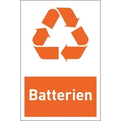 Design-Recyclingschild: Batterien, Folie selbstklebend, 150 x 100 mm - 100x150 mm Folie selbstklebend