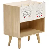 Beliani Nachttisch mit 2 Schubladen RUPERT Hellbraun,