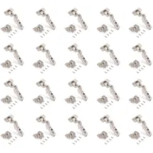 Emuca 1011407 Pack aus 20 Topfscharnieren Ø35mm 100° mit sanftem Verschluss für sich halb überlappende Türen und Zusätze zum Festschrauben mit Verbindergehäuse