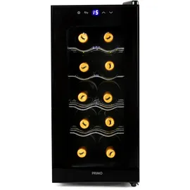 Primo PR170WK Weinkühlschrank – Freistehend – 10 Flaschen – 28 Liter – Klasse E – Schwarz