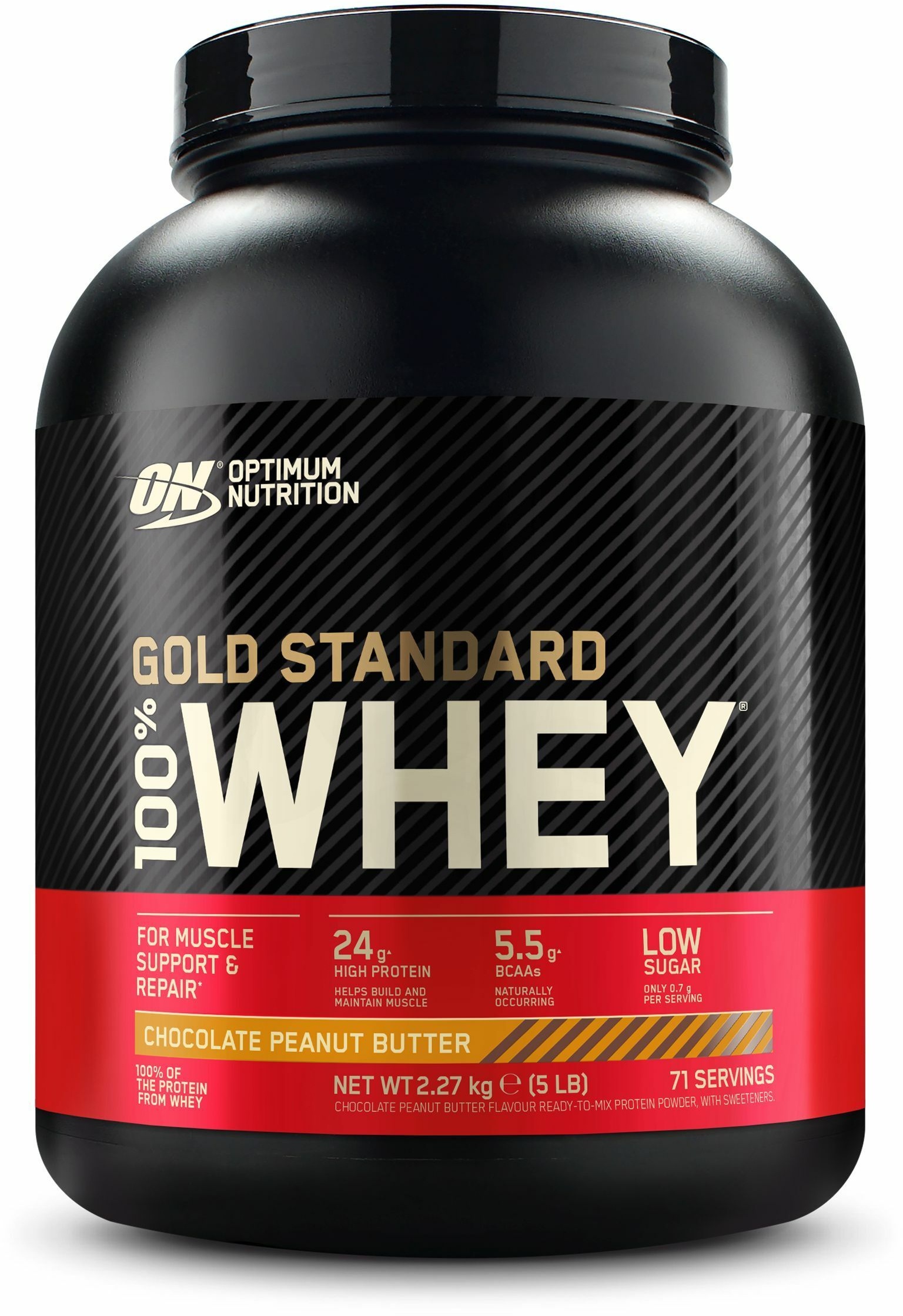 Optimum Nutrition 100 % Whey Gold Standard, Schokolade-Erdnussbutter, Pulver 2270 g