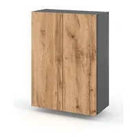 Koseto Wandmontierter Badezimmerschrank 60 cm, grauer Wotan-Badezimmersockel für Badezimmer
