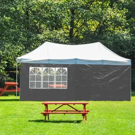 Relaxdays Pavillon, 2er Set, HxB 2x3 m, Pavillonwand mit Fenster, wasserdicht, Seitenteile, grau
