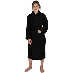 normani Damenbademantel Damen Baumwoll Bademantel, 125, Bio-Baumwolle, Schalkragen, Bindegürtel, Langer Frottee Saunamantel aus extra dickem und weichem Material schwarz S