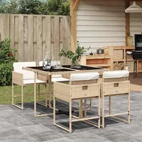 KKHOMEI Gartenmöbel Set 4 Stühle mit Tisch Terrassenmöbel Außen Sitzgruppe Outdoor 4 Personen Gartengarnitur Rattan Wetterfest Garten Essgruppe Grau-B134