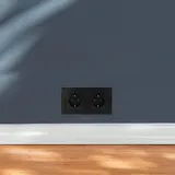 Navaris Aluminium Schuko Steckdose zweifach - mit Montagematerial - Design Schutzkontakt Einbau Wandsteckdose mit Rahmen aus Aluminium - in Schwarz