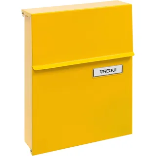 ARREGUI Line E6808 Briefkasten aus verzinktem Stahl, Größe S (DIN A5 Post), Wandbriefkasten für den Außenbereich, Postkasten mit Schutzklappe, witterungsbeständig, einfache Montage, 2 Schlüssel, gelb