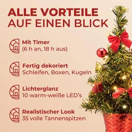 CASARIA Weihnachtsbaum künstlich 36cm Timer