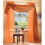 Gardinen Set, 2 x Schlaufenschal Voile, transparent, 245x140, Orange, 1 x Voile Querbehang, Freihanddeko, 140x600, Terrakotta, 61000560