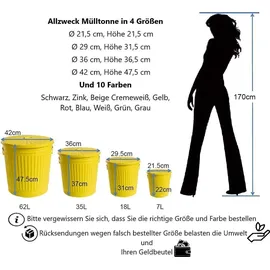 Jinfa Ascheeimer Metall Ø 21,5 cm 7 l Gelb