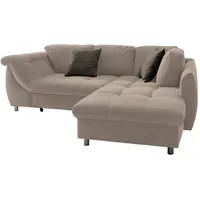 Luma-home Ecksofa mit Schlaffunktion 250/190/84 cm, Wellenfedern, Ottomane rechts,
