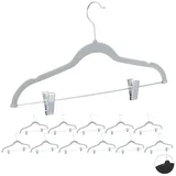 Relaxdays 36 x Samtbügel mit Clips, grau