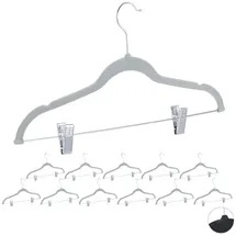 Relaxdays 36 x Samtbügel mit Clips, grau