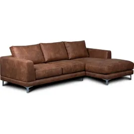 Konsimo Linke Ecksofa zeitloses Desig hohe Beine "HOLCO", Braun, Öko-Leder/Schaum, Elegant, 264x82x162 cm