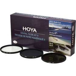 Hoya Digital Filter Kit II (UV, CIR-PL & ND8) Filterset (49 mm, ND- / Graufilter, Polarisationsfilter, UV-Filter), Objektivfilter, Schwarz