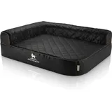 Knuffelwuff Eck Hundebett Winslow Orthopädisch Kunstleder L 85 x 63cm Lehne Links Schwarz