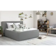 Home Affaire Polsterbett HOME AFFAIRE "Dalina", grau (hellgrau), B:231cm H:124cm L:247cm, Struktur (100% Polyester), Betten, Polsterbett, geradliniges Kopfteil, in 5 Breiten, auch in 220cm Länge