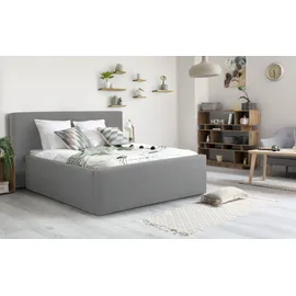 Home Affaire Polsterbett HOME AFFAIRE "Dalina", grau (hellgrau), B:231cm H:124cm L:247cm, Struktur (100% Polyester), Betten, Polsterbett, geradliniges Kopfteil, in 5 Breiten, auch in 220cm Länge