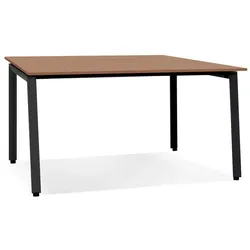 Kadima Design Konferenztisch Holzplatte | 140x140 cm | Quadrat Homeoffice Ergonomisch | Braun-Schwarz | Arbeitstisch