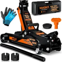 Masko MASKO® Wagenheber hydraulisch Flache Hubhöhe 2x Gummiauflage Handschuhe