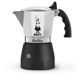 BIALETTI Espressokocher New Brikka 2 Tassen, 0,09l Kaffeekanne, Aluminium, für Gas-, Elektro- und Propan-Campingkocher, Silber/Schwarz silberfarben