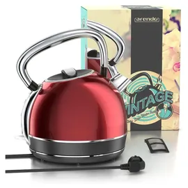 Arendo Retro Wasserkocher 1,7 l Rot