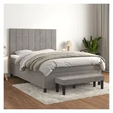 vidaXL Boxspringbett mit Matratze Hellgrau 140x200 cm Samt