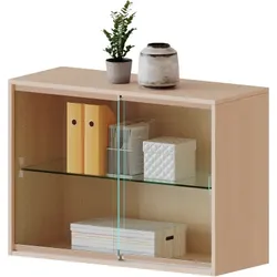 Aufsatz mit Glasschiebetüren, 2 Ordnerhöhen - Serie evo180