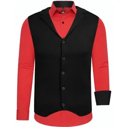 Langarmhemd RUSTY NEAL, Herren, Gr. XXL, EURO-Größen, rot, 60% Baumwolle, 37% Polyester, 3% Elasthan, mehrfarbig, casual, Langarm, Hemden, inklusive Langarmhemd und Weste