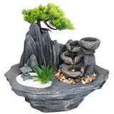 Lemodo Zimmerbrunnen Kaskadenbrunnen mit Beleuchtung, 23 cm Breite