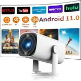 Videoprojektor, 5G WiFi Bluetooth Projektor Full HD 1080P Projektor 4K Support Movie Projector 8000L Oudoor Tragbarer Mini Projektor Kompatibel mit TV Stick Laptop Tablet PC HDMI USB