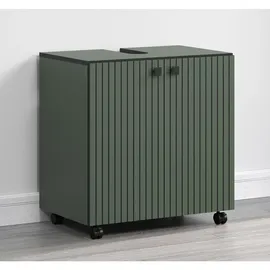 trendteam Waschbeckenunterschrank Grün Rillenoptik 1 Einlegeboden 60 x 64 cm Badezimmer