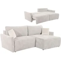 Ecksofa - beige - Liegefunktion und Bettkasten Sofa Wohnlandschaft Couch