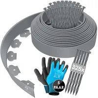 Kesser Flexible Rasenkante aus Kunststoff Länge 10m Höhe 5cm, mit 50 Erdanker + Handschuhe, Beeteinfassung Beetumrandung Beetbegrenzung Mähkante Pflastersteine Palisade