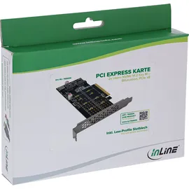 InLine PCIe Karte zu 2x intern NVMe M.2 Key M - Bifurcation, x8
