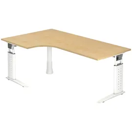 bümö Eckschreibtisch Serie-U Ahorn Weiß