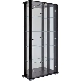 fif möbel Vitrine STELLA Standvitrine/Glasvitrine 2x Glastür,perfekt für Sammler,Sammlervitrine schwarz