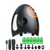OutdoorMaster Shark 2S 88,8Wh SUP Pumpe Elektrisch mit Akku für 6 SUPs Aufblasen und Entleeren, 20PSI Stand Up Paddle Elektrische Pumpe 12V/15,8V DC & Typ-C Eingang, Auto-Off & 8 Düsen für Aufblasbare