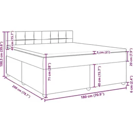 vidaXL Boxspringbett mit Matratze Hellgrau 180x200 cm Stoff