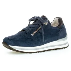 Keilsneaker GABOR "TURIN", Damen, Gr. 40, blau, Ziegenveloursleder, sportlich, Schuhe Sneaker, mit leichter Perforierung, Freizeitschuh, Halbschuh, Schnürschuh