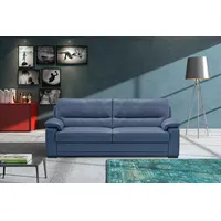 2,5-Sitzer EGOITALIANO "Doris, modernes Designersofa, Ledersofa mit erstklassiger Sitzqualität", blau (tide), B:192cm H:90cm T:93cm, Leder »BULL« (echtes Rindsleder). Geschliffenes, pigmentiertes und behandeltes Rindsleder mit einer Dicke von 1, 3-1, 5 mm. Dieses Leder zeigt eine ziemlich weiche Hand mit einem halb undurchsichtigen Aussehen. Es handelt sich um ein geschütztes Leder. Eine leichte Deckschicht schützt sie vor Flecken, ohne ihre ursprünglichen Eigenschaften zu verändern. Die geschützten Leder kombinieren die Vorteile von Natürlichkeit und Weichheit mit einer guten Beständigkeit gegen Verschleiß und Ausbleichen. Das Vorhandensein der charakteristischen Zeichen, die das Leben des Tieres bestimmen, wie Narben, Körnungsunterschiede, Falten, Adern, Disharmonien in Farbtönen, beweisen ihre absolute Echtheit und großen Wert., Sofas, edle Detailverarbeitung, perfekte Polsterung, aus hochwertigem Leder