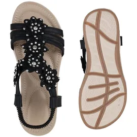 Stiefelparadies Damen Riemchensandalen in Schwarz,