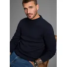Stehkragenpullover BRUNO BANANI, Herren, Gr. M (48/50), blau (dunkelblau), Feinstrick, Obermaterial: 50% Baumwolle, 50% Polyacryl, unifarben, Basic, slim fit, Langarm Bündchen, Pullover, in Rippstrickoptik